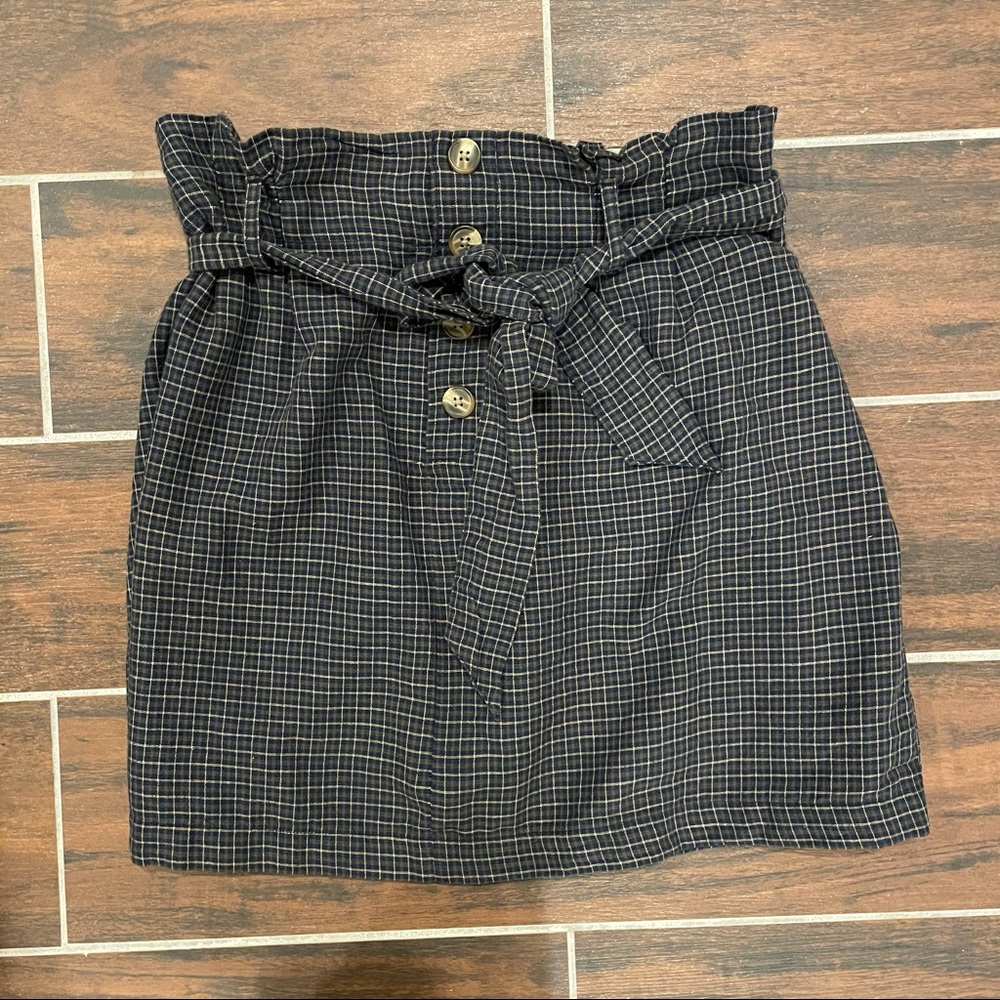 Plaid paper bag mini skirt